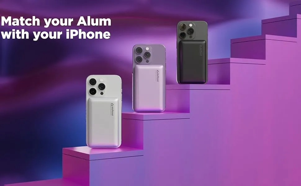 Stuffcool Alum 10000mAh Made in India Aluminium Metallic Magnetic Wireless Powerbank for iPhone 12/13/14/15 Series (Silver) overview 5