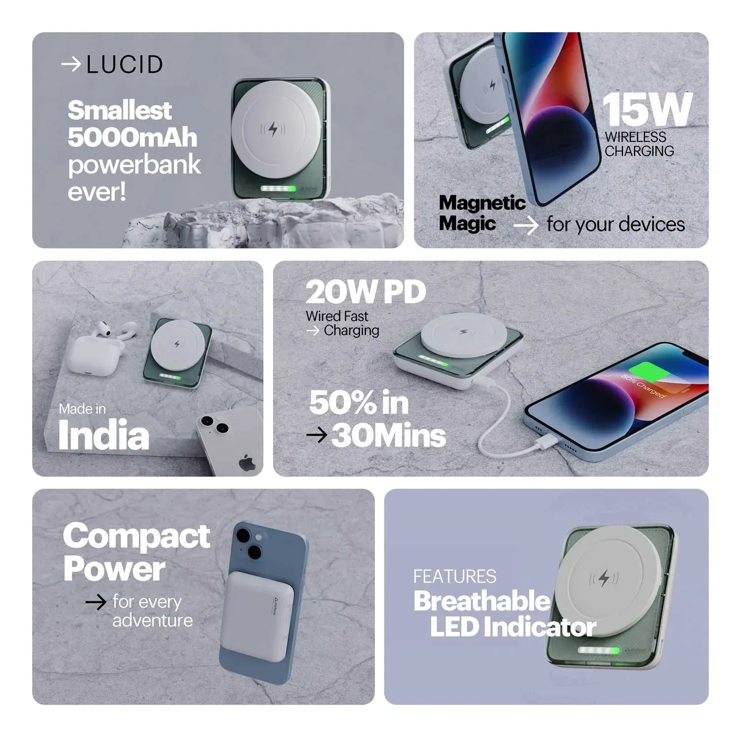 Stuffcool Lucid 15W Magnetic Wireless Powerbank 5000mAh Battery Capacity overview 3