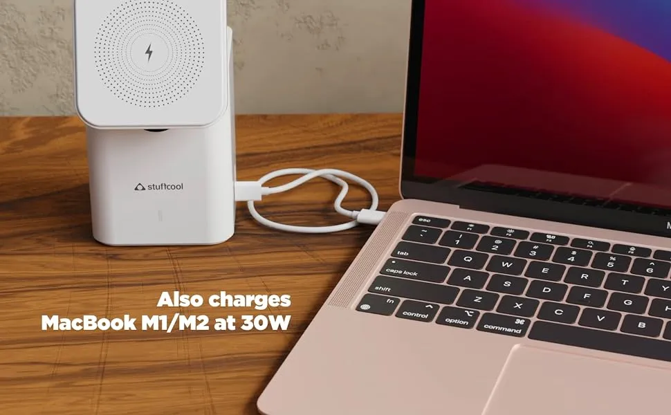 Stuffcool Magic 2 in 1 Magnetic Wireless Charging Station With Type C Ouput. overview 11