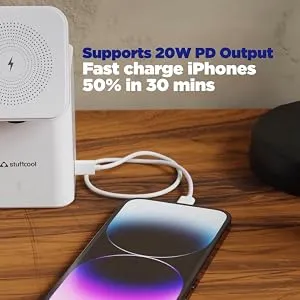 Stuffcool Magic 2 in 1 Magnetic Wireless Charging Station With Type C Ouput. overview 7