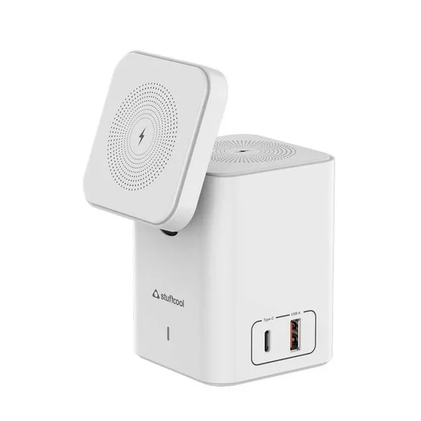 Stuffcool Magic 2 in 1 Magnetic Wireless Charging Station With Type C Ouput.