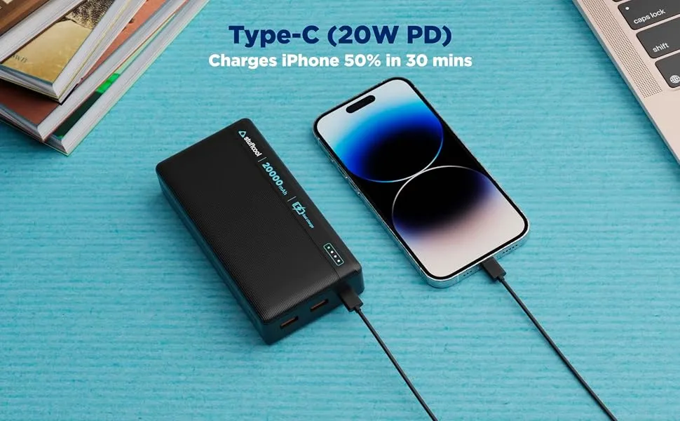Stuffcool Major Plus 20000mAh 20W Type C PD, 22.5W QC3.0 Type A Port Fast Charging Powerbank, Charges iPhones 50% in 30 mins, Supports Fast Charging for Galaxy, Pixel and Other Android Devices overview 3