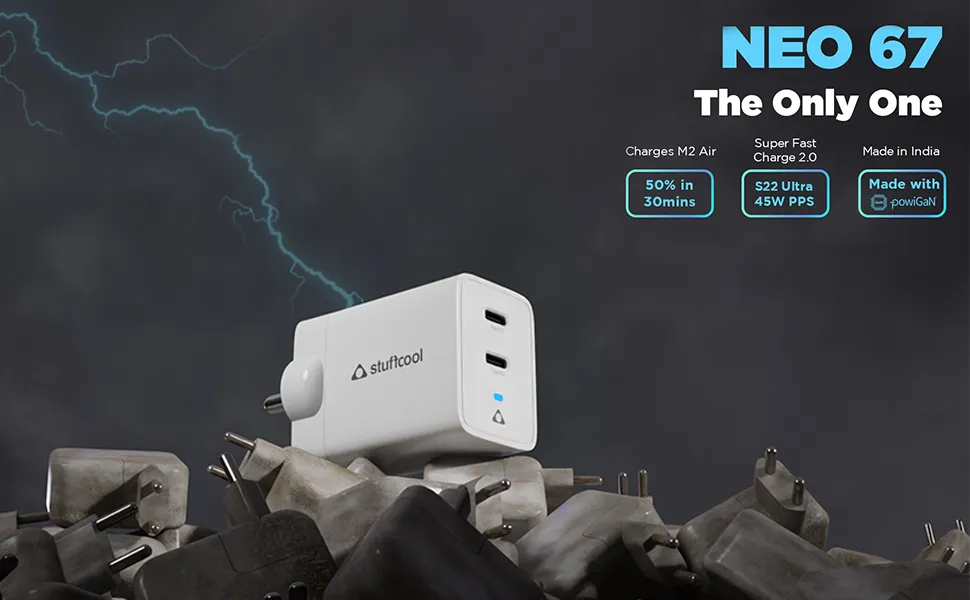 Stuffcool Neo 67W Dual Type C Port GaN Charger overview 1