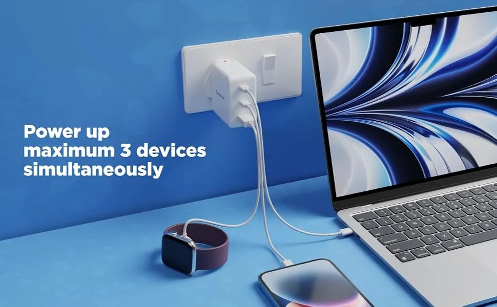 Stuffcool Nomad GaN Charger 102W PD PPS Supports Super Fast Charging 2.0, Charges macbooks, laptops, DSLRs, Gaming Console, with Exchangeable EU, USA, and UK pins Works with 100+ Countries overview 4