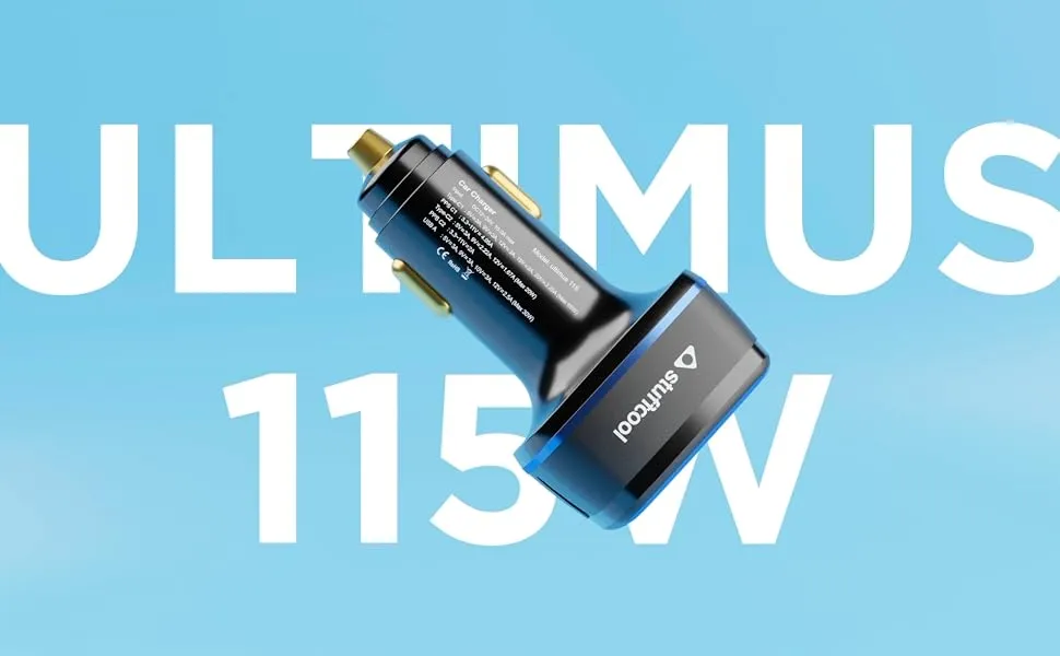 Stuffcool Ultimus 115 3 Port Car Charger 115W Output, Charges MacBooks Type C Laptops, Samsungs, iPhones at The Same time overview 1