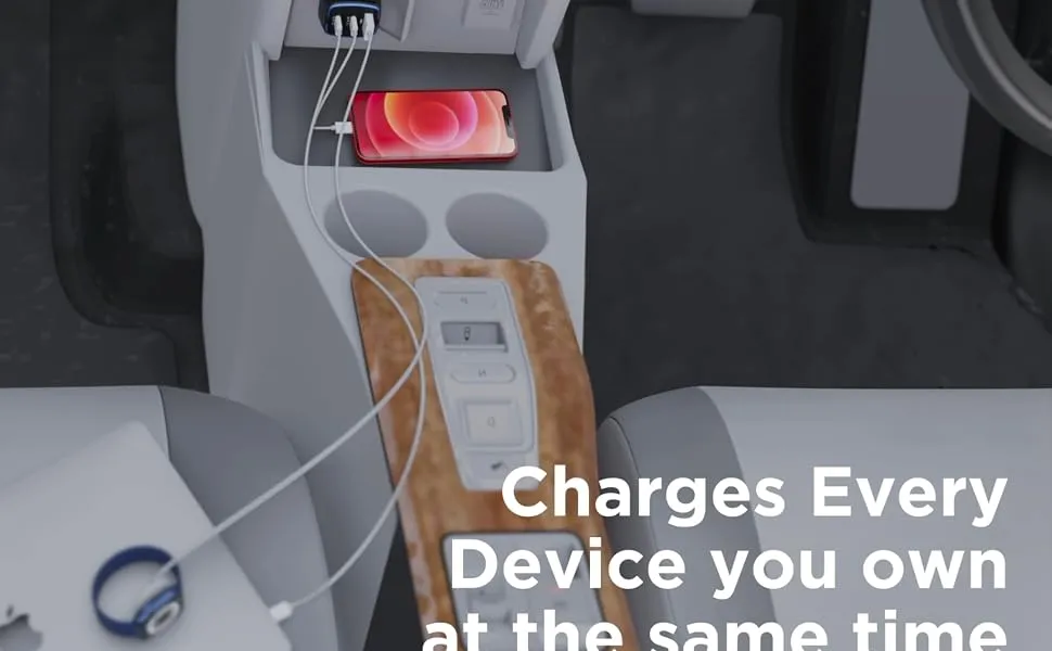 Stuffcool Ultimus 115 3 Port Car Charger 115W Output, Charges MacBooks Type C Laptops, Samsungs, iPhones at The Same time overview 2
