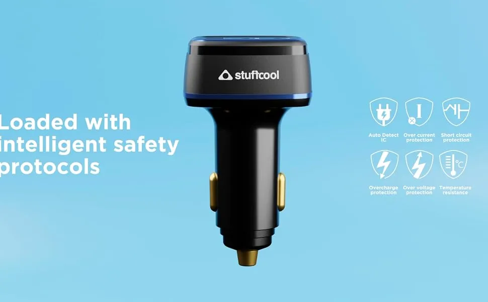 Stuffcool Ultimus 115 3 Port Car Charger 115W Output, Charges MacBooks Type C Laptops, Samsungs, iPhones at The Same time overview 4