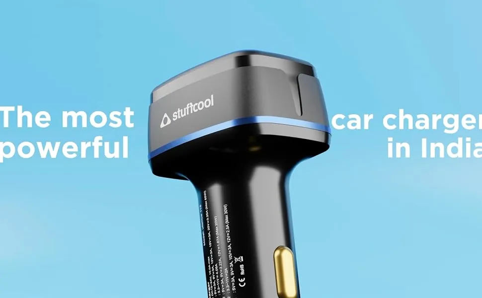 Stuffcool Ultimus 115 3 Port Car Charger 115W Output, Charges MacBooks Type C Laptops, Samsungs, iPhones at The Same time overview 6