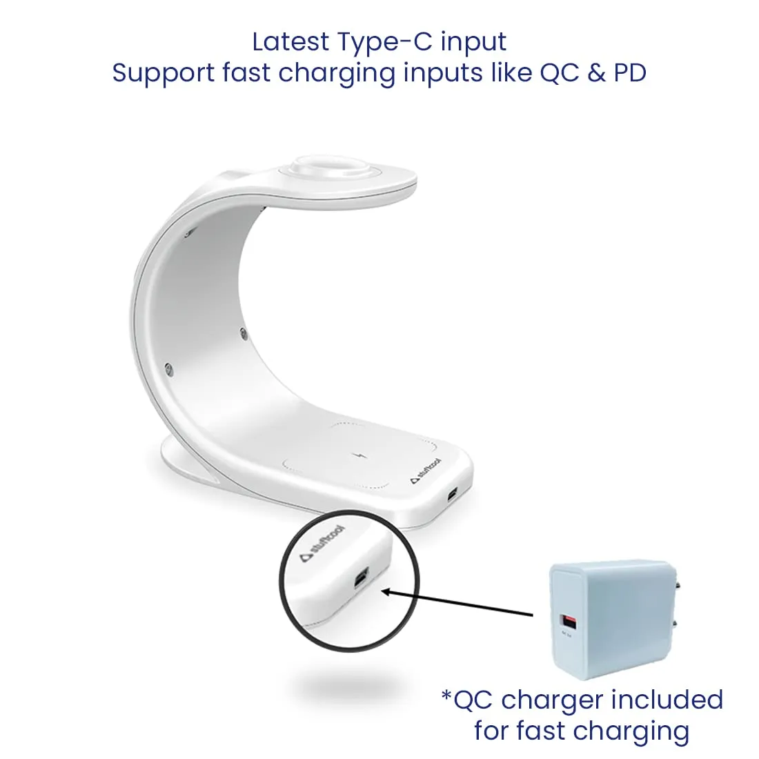 Stuffcool WC360 Magnetic 3-in-1 Wireless Charging Station With 18W QC3.0 Wall Charger included overview 1