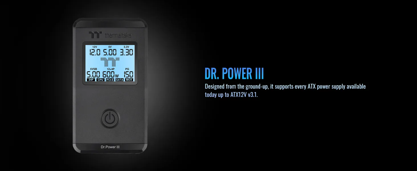 Thermaltake Dr. Power III ATX Power Supply Tester/Support up to ATX12V v3.1 with PCIe 12+4pin Connector/Voltage Output for +12V, +5V, +3.3V, and +5Vsb overview 2