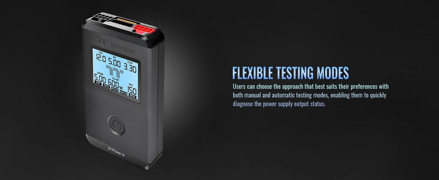 Thermaltake Dr. Power III ATX Power Supply Tester/Support up to ATX12V v3.1 with PCIe 12+4pin Connector/Voltage Output for +12V, +5V, +3.3V, and +5Vsb overview 4