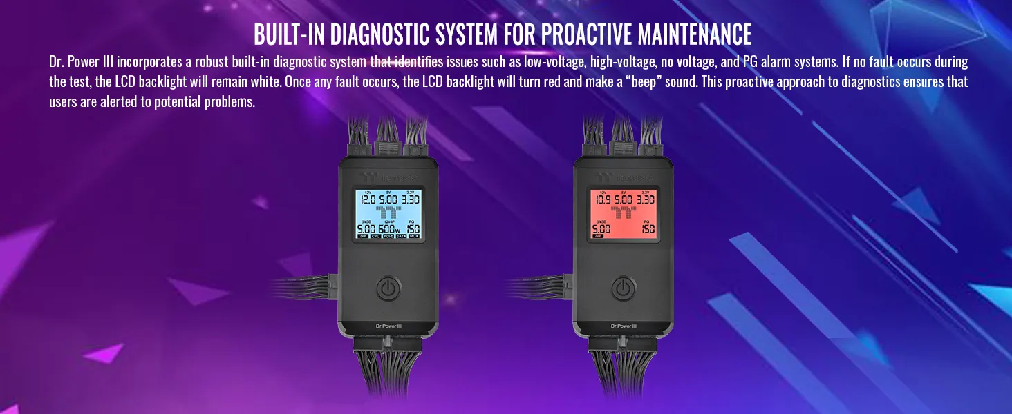 Thermaltake Dr. Power III ATX Power Supply Tester/Support up to ATX12V v3.1 with PCIe 12+4pin Connector/Voltage Output for +12V, +5V, +3.3V, and +5Vsb overview 6