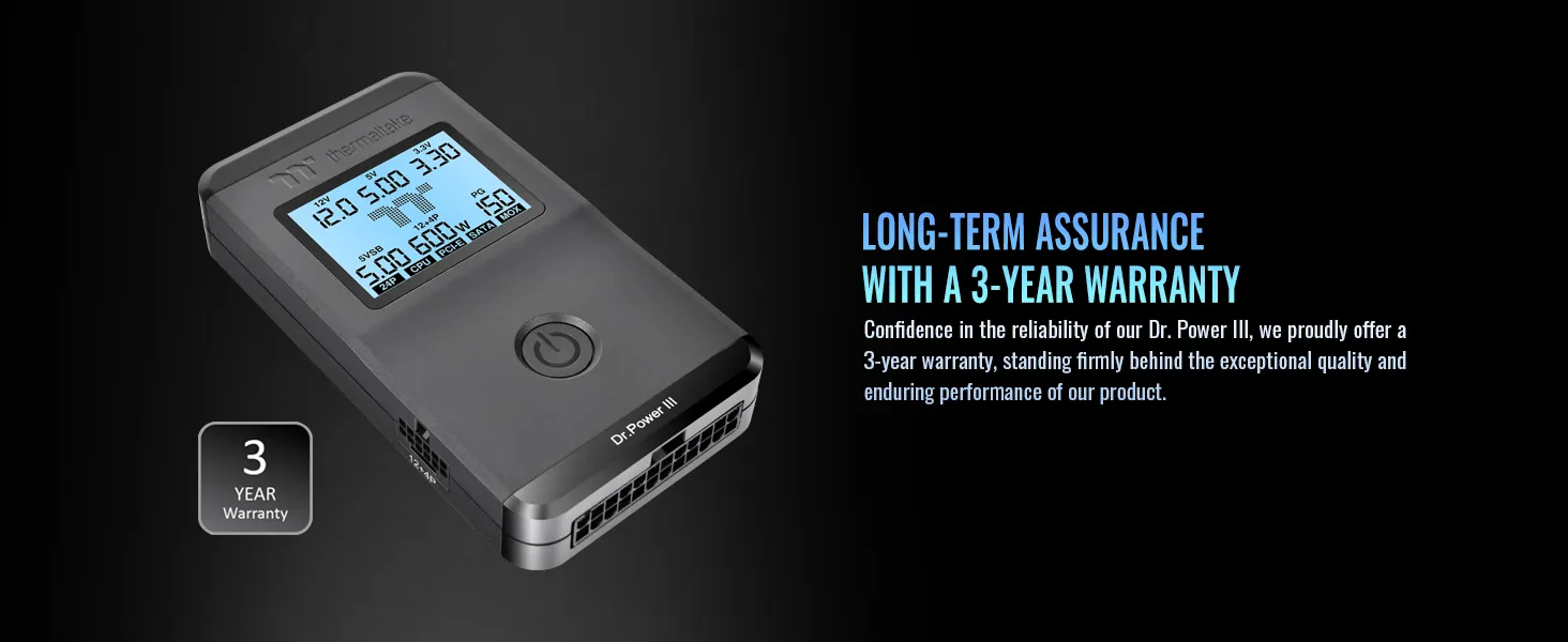Thermaltake Dr. Power III ATX Power Supply Tester/Support up to ATX12V v3.1 with PCIe 12+4pin Connector/Voltage Output for +12V, +5V, +3.3V, and +5Vsb overview 7