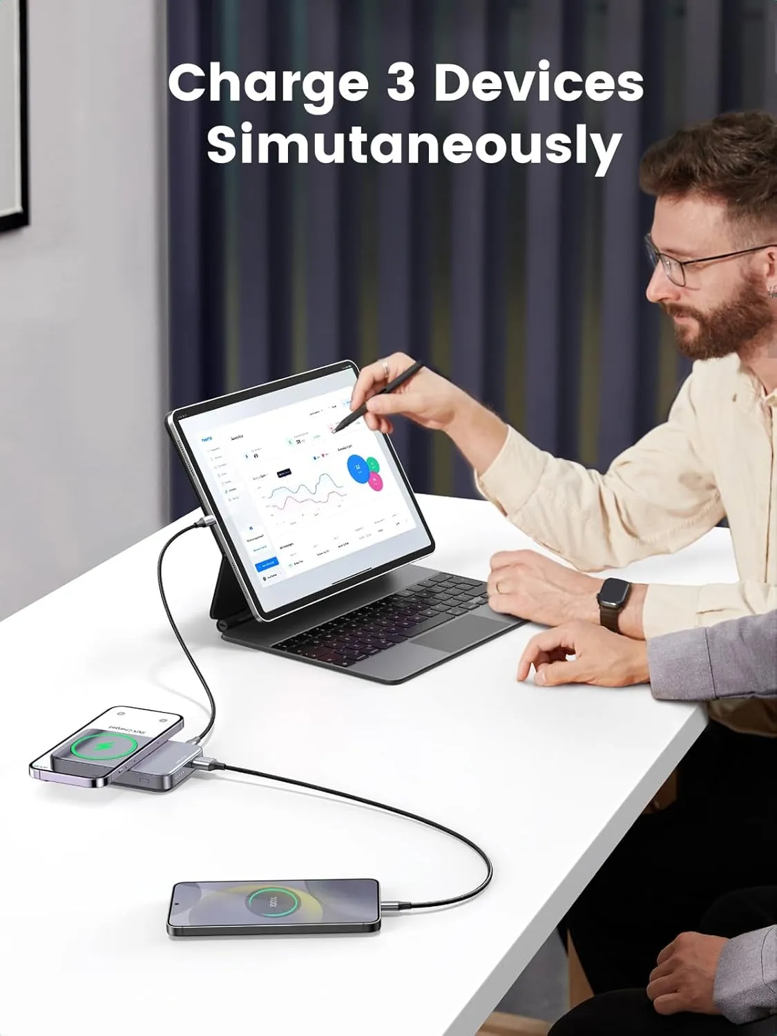 UGREEN 10,000mAh Magnetic Magsafe Power Bank Battery Pack 3 Ports Wireless Portable Charger PD 20W Fast Charging with Foldable Stand Magsafe-Compatible for iPhone 16/15/15 Pro/15 Pro Max/14/13/12 Series (15086) overview 4