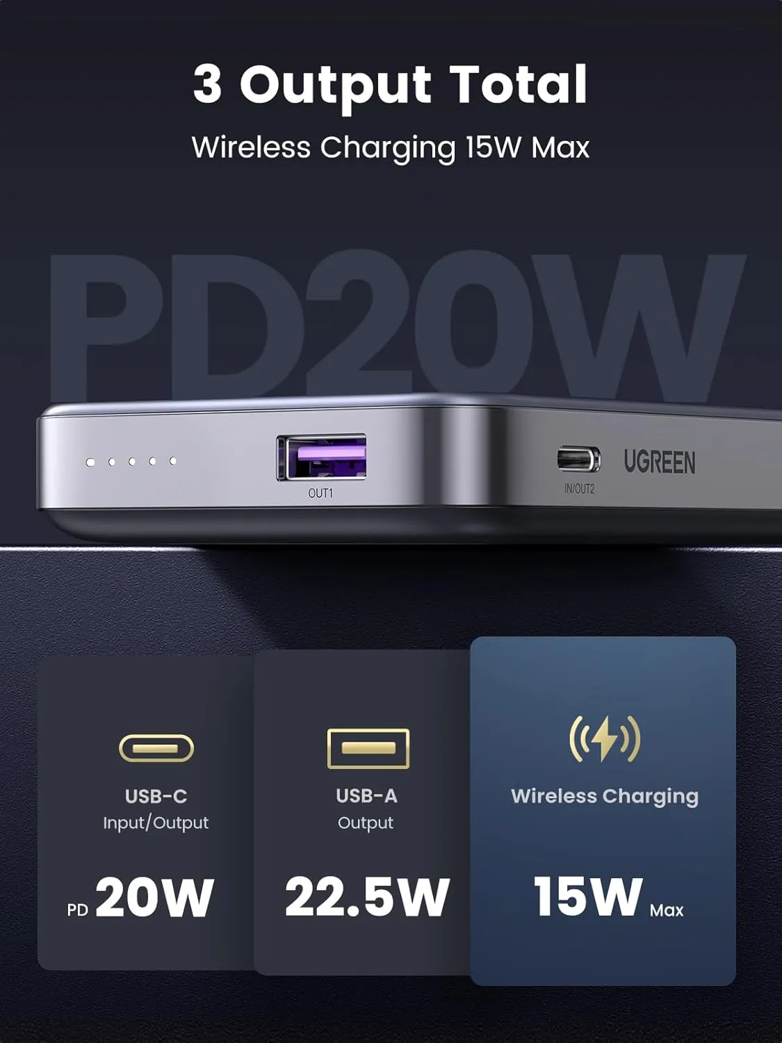 UGREEN 10,000mAh Magnetic Magsafe Power Bank Battery Pack 3 Ports Wireless Portable Charger PD 20W Fast Charging with Foldable Stand Magsafe-Compatible for iPhone 16/15/15 Pro/15 Pro Max/14/13/12 Series (15086) overview 5