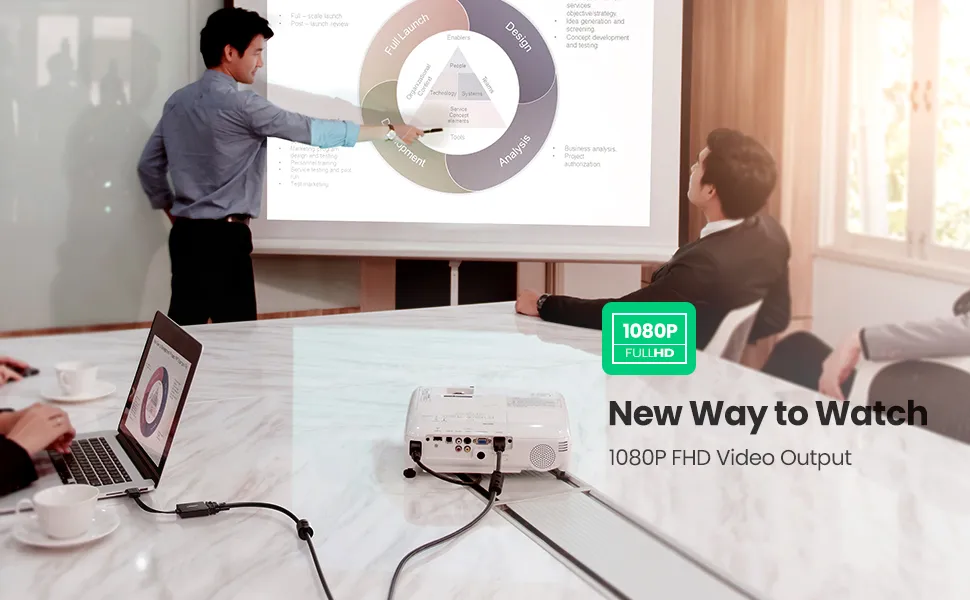 UGREEN Active HDMI to VGA Adapter Converter with 3.5 mm Audio Jack up to 1920 * 1080@60Hz for PC, Laptop, Ultrabook, Raspberry Pi, Chromebook (Black) overview 3
