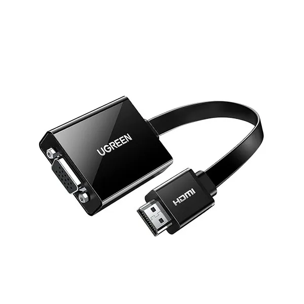 UGREEN Active HDMI to VGA Adapter Converter with 3.5 mm Audio Jack up to 1920 * 1080@60Hz for PC, Laptop, Ultrabook, Raspberry Pi, Chromebook (Black)