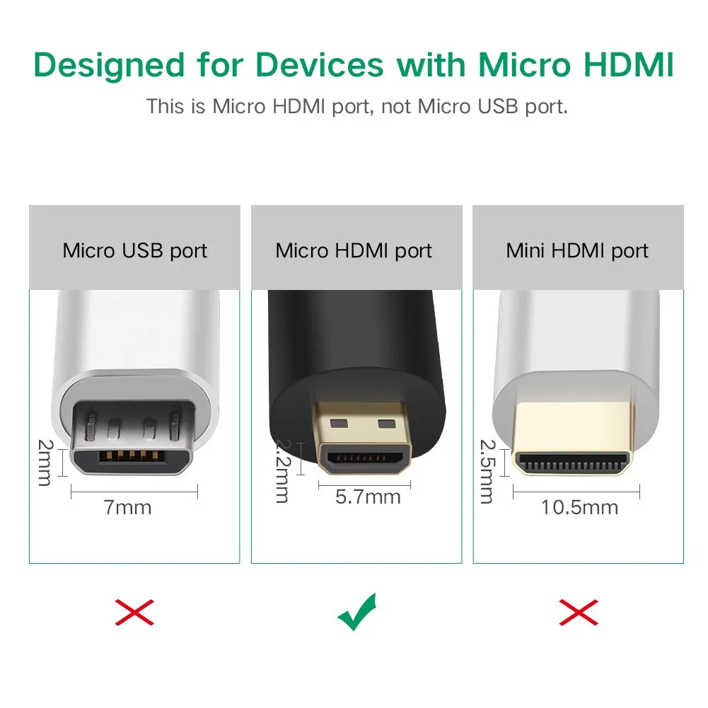 UGREEN Micro HDMI Male to HDMI Female Adapter (Black)-20106 overview 1