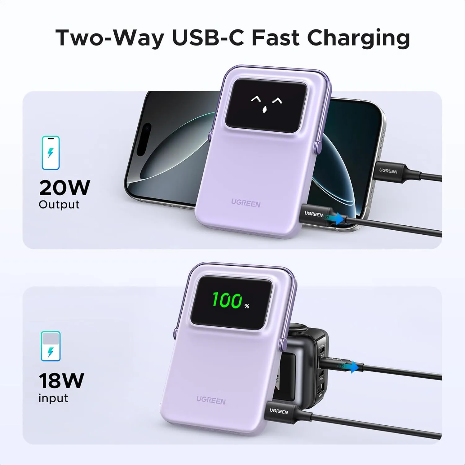 UGREEN PB571 5000mAh Uno Magsafe Power Bank Magnetic Portable Charger (Purple) overview 2