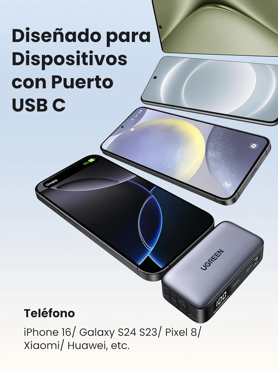 UGREEN Pb503 5000mAh Power Bank Built-in USB C Port 22.5W Portable Charger (Black) overview 9