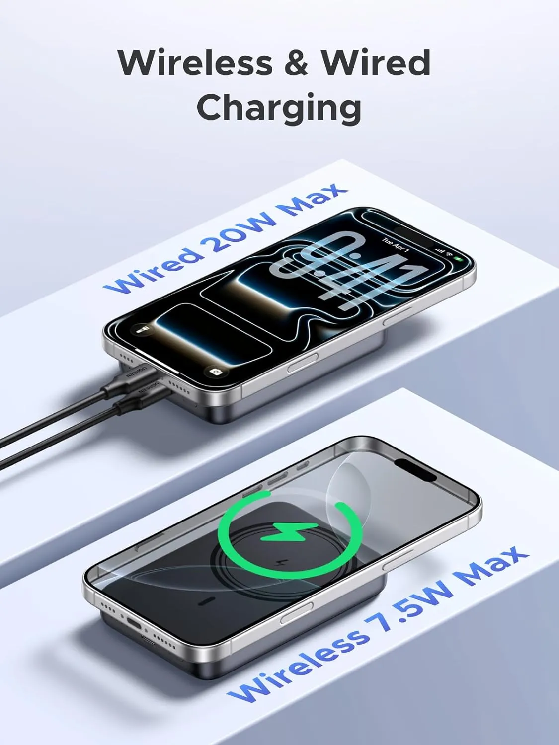 UGREEN Pb561 10000mAh Magnetic Wireless Power Bank (Black) overview 1