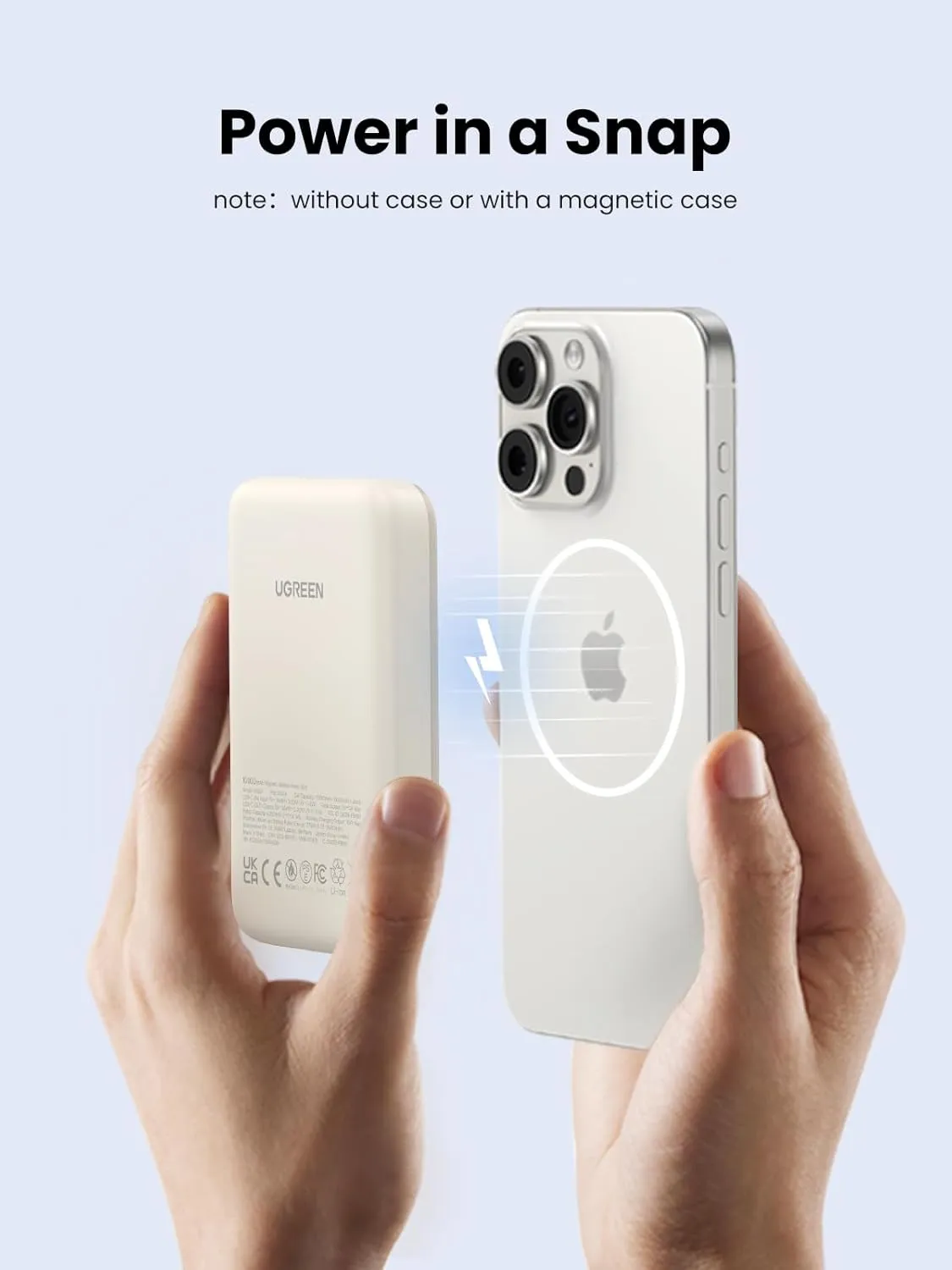 UGREEN Pb561 10000mAh Magnetic Wireless Power Bank (White) overview 1