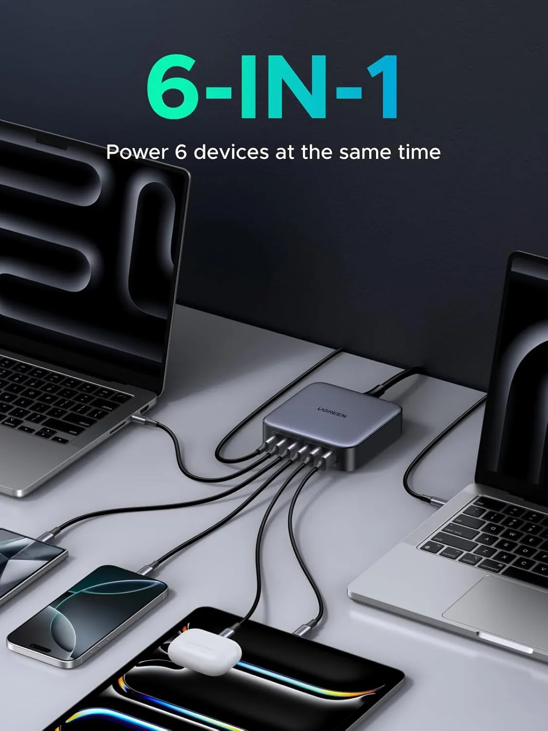 Ugreen Cd271 Nexode 200W 6-Port Gan Desktop Fast Charger overview 4