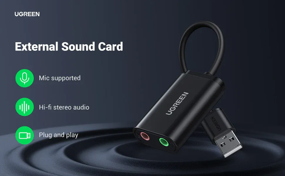 Ugreen USB to Audio Jack Sound Card Adapter overview 1