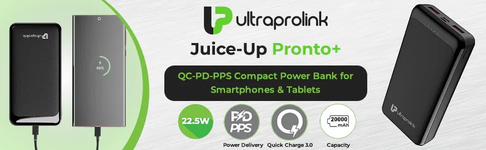 UltraProlink 20000mAh Slim 22.5W QC - PD - PPS Power Bank|Juice - Up Pronto+ UM1116BLK overview 1