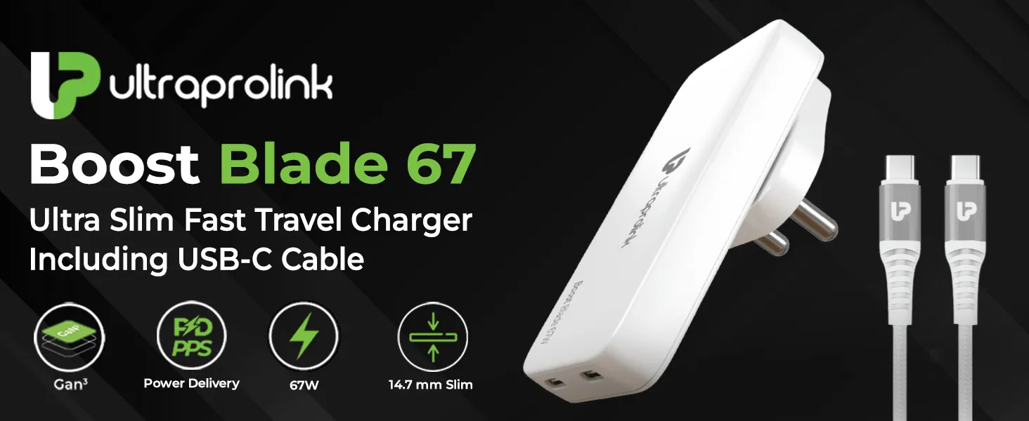 UltraProlink Boost Blade 67 Ultra-Slim 67W GaN Travel Charger UM1200C overview 1