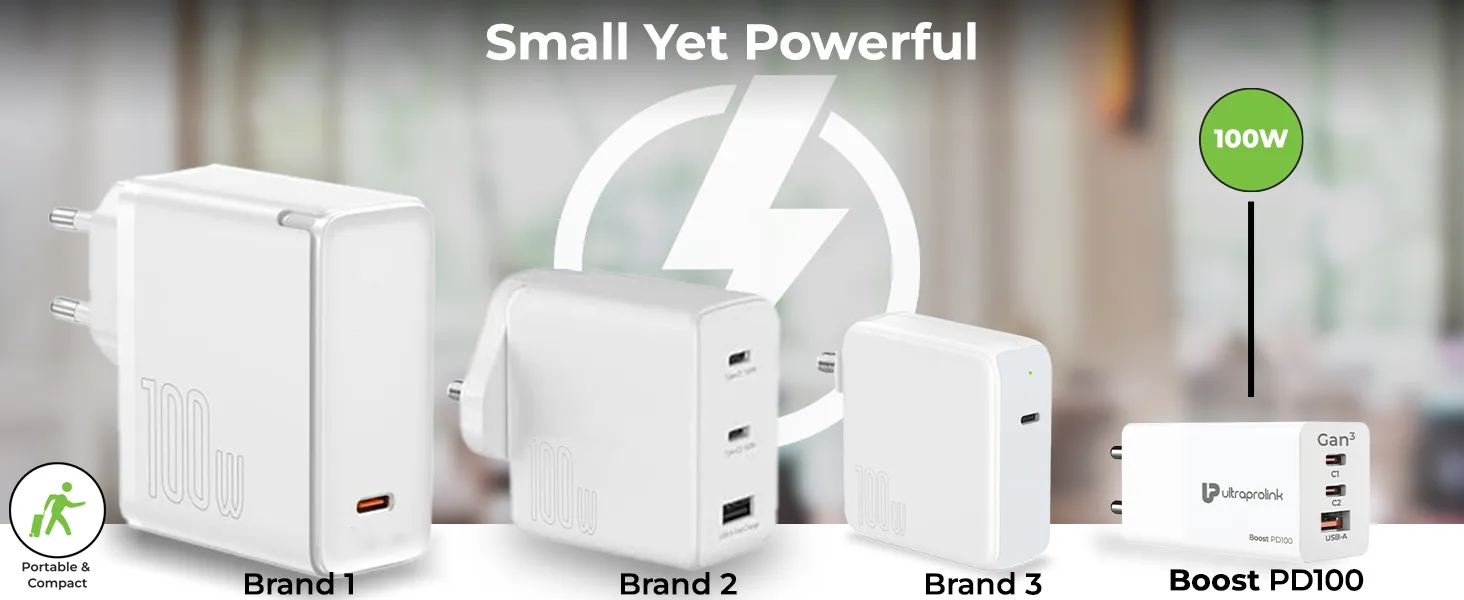 UltraProlink Boost PD 100 3 USB Ports 100W GaN Travel Charger UM1184C overview 3