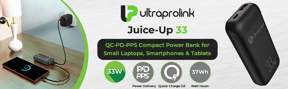 UltraProlink Juice-Up 33W/10,000 mAh Power Bank UM1122BLK overview 1