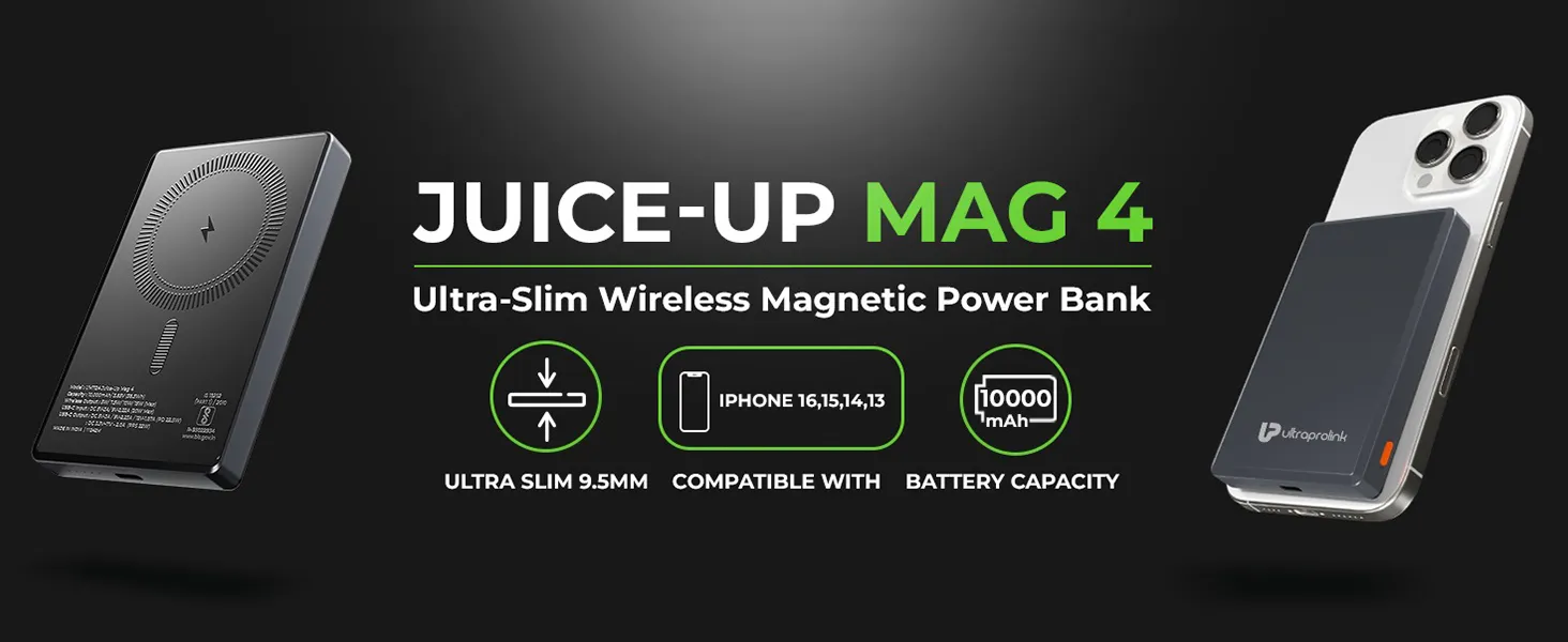 UltraProlink Juice-Up Mag 4 Wireless Magnetic Power Bank (5,000mAh) UM1125GRY overview 1