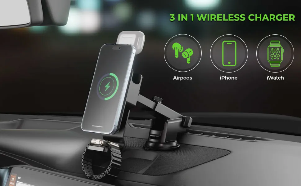 UltraProlink Vylis 20W Mag-Safe Wireless 3-in-1 Car Charger UM1140 overview 2