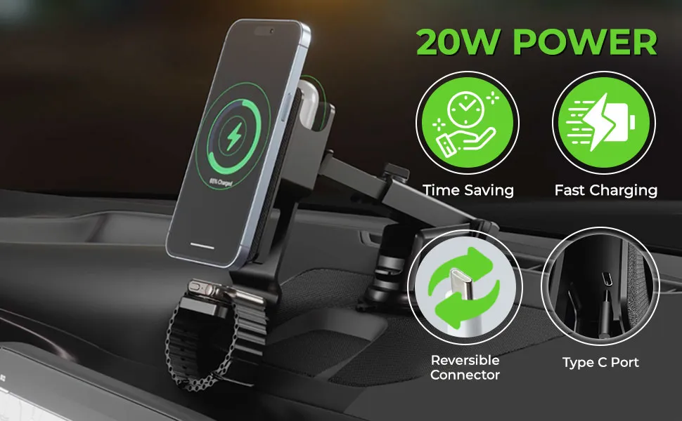 UltraProlink Vylis 20W Mag-Safe Wireless 3-in-1 Car Charger UM1140 overview 4