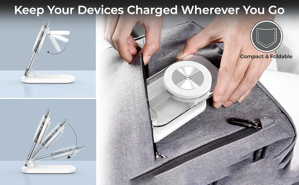 UltraProlink Vylis Crystal 20W Mag-Safe Magnetic 3 in 1 Wireless Charger UM1006CRWHT overview 4
