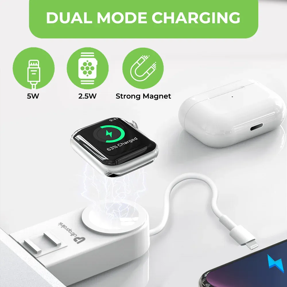 Ultraprolink Vylis Plug-In 2 in1 Wireless charger for iWatch UM1006AW overview 1