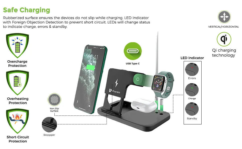 Ultraprolink Vylis15 4-in-1 Wireless Dock 15W Wireless Charger UM1006N overview 4