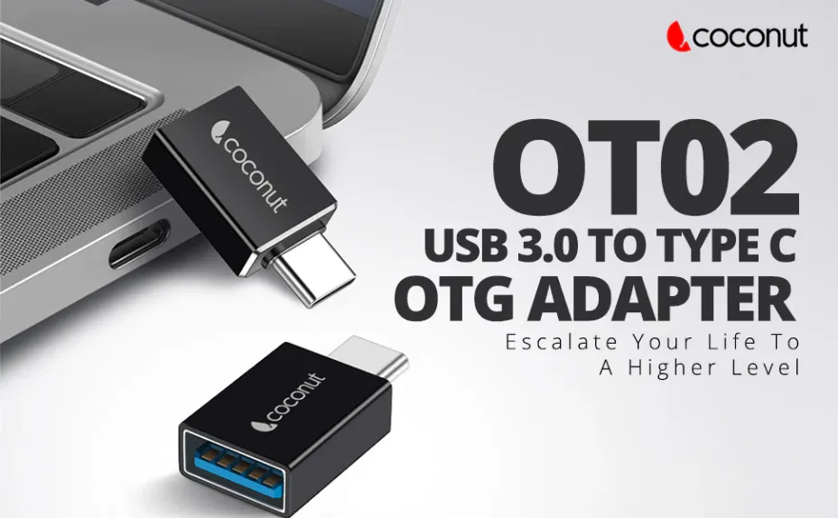 coconut OT02 USB 3.0 to Type C OTG Adapter , Aluminium Body overview 1