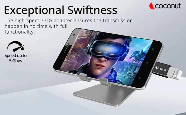 coconut OT02 USB 3.0 to Type C OTG Adapter , Aluminium Body overview 2