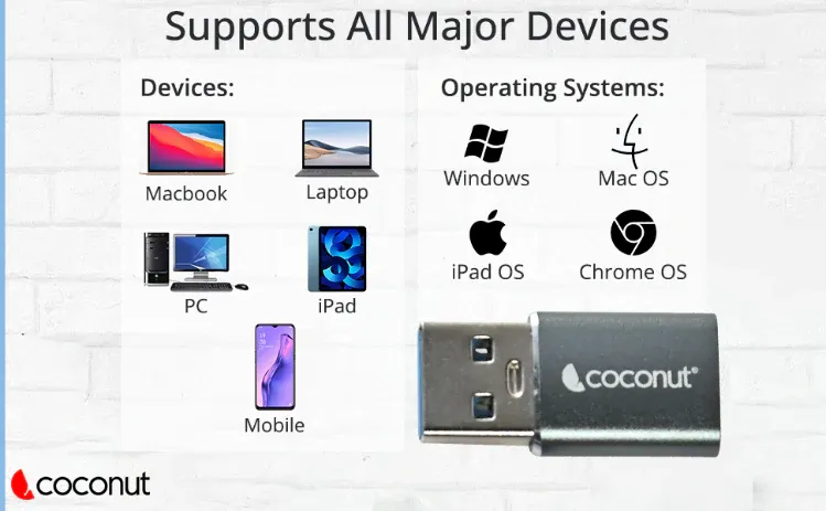 coconut OT07 USB 3.0 to Type C OTG Adapter, Aluminum Body (Black) overview 5