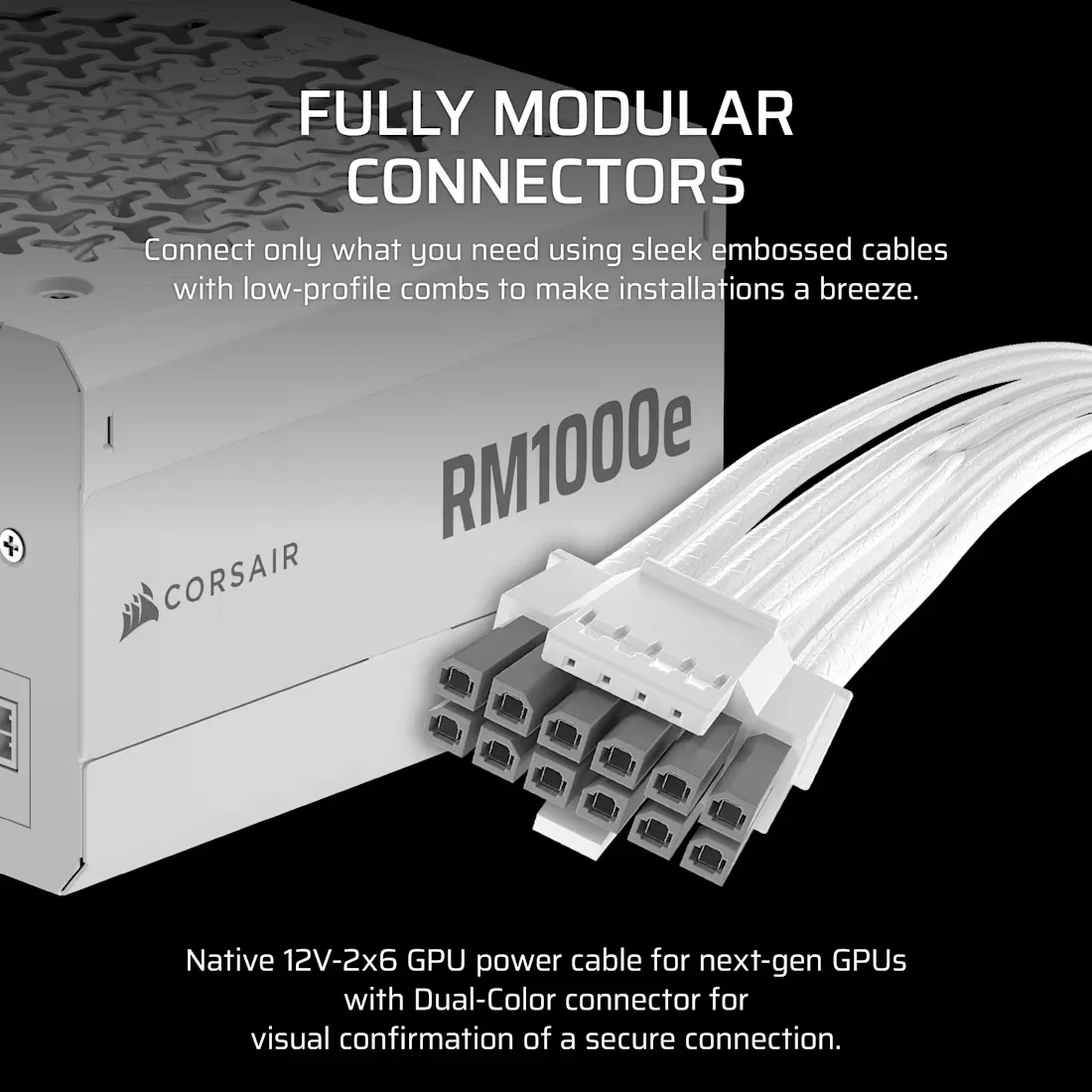 CORSAIR RM1000e 1000W Gold Modular Power Supply White (CP-9020294-IN) overview 2