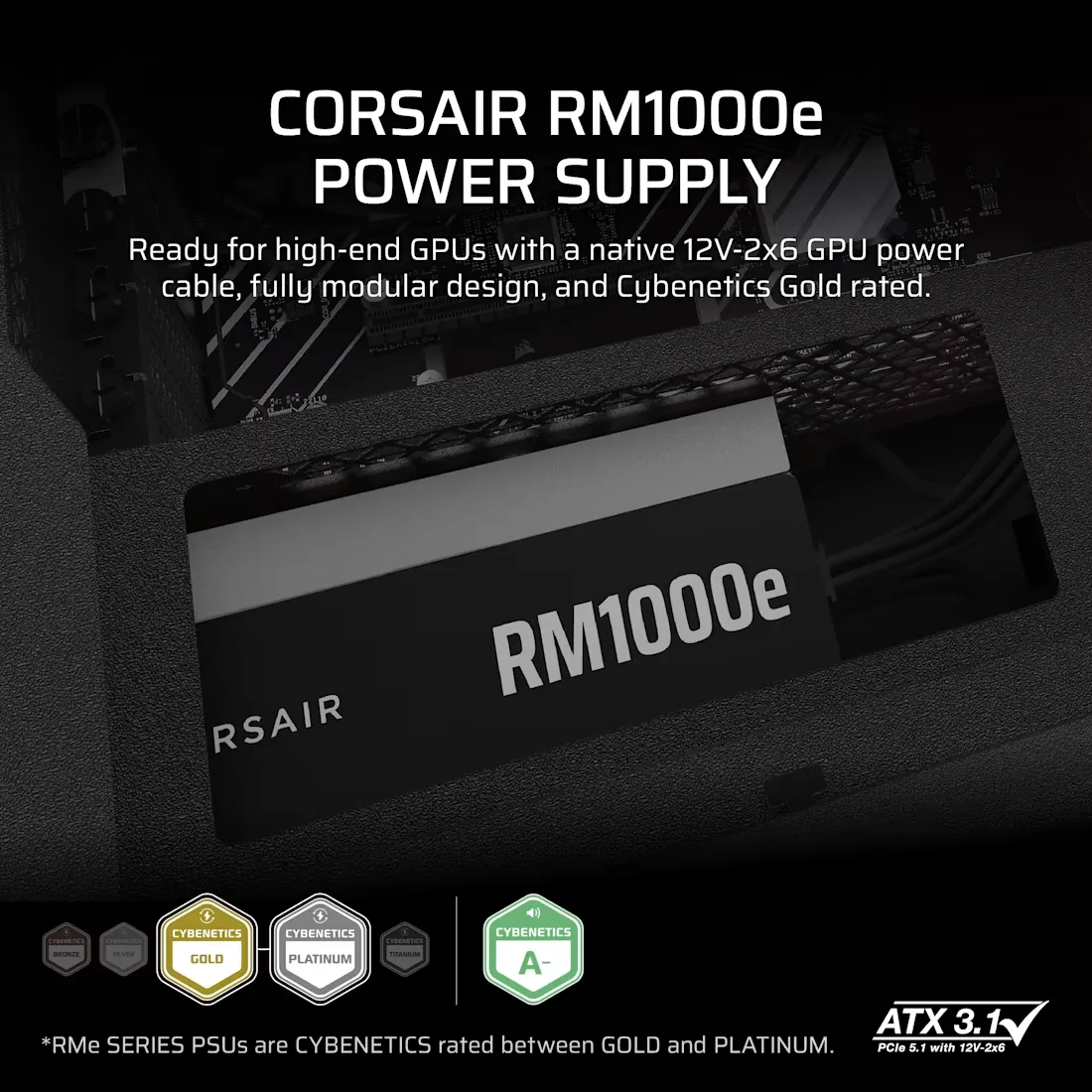Corsair RMe Series RM1000e Fully Modular Low-Noise ATX Power Supply (CP-9020297-IN) overview 1