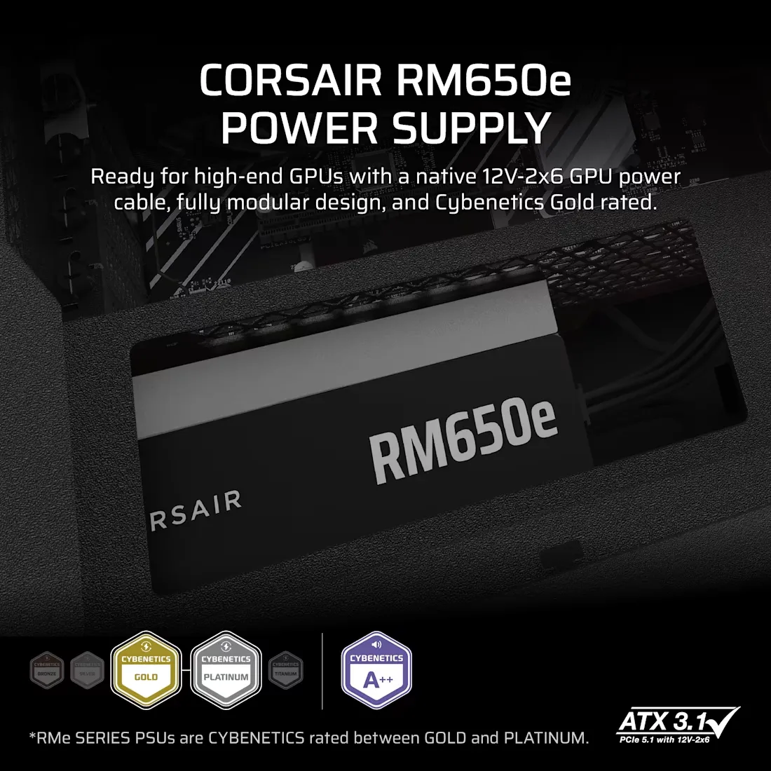 Corsair RMe Series RM650e Fully Modular Low-Noise ATX Power Supply (CP-9020302-IN) overview 1