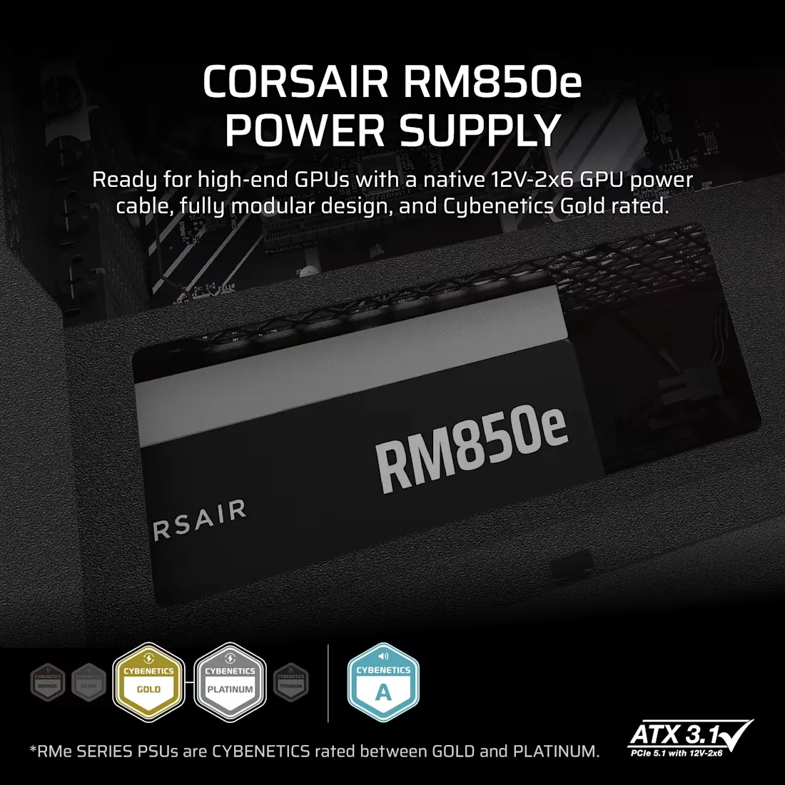 Corsair RMe Series RM850e Fully Modular Low-Noise ATX Power Supply (CP-9020296-IN) overview 1