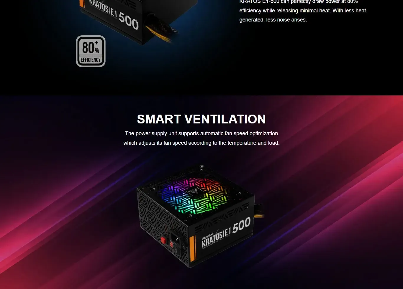 Gamdias Kratos E1-500 80 Plus SMPS overview 4