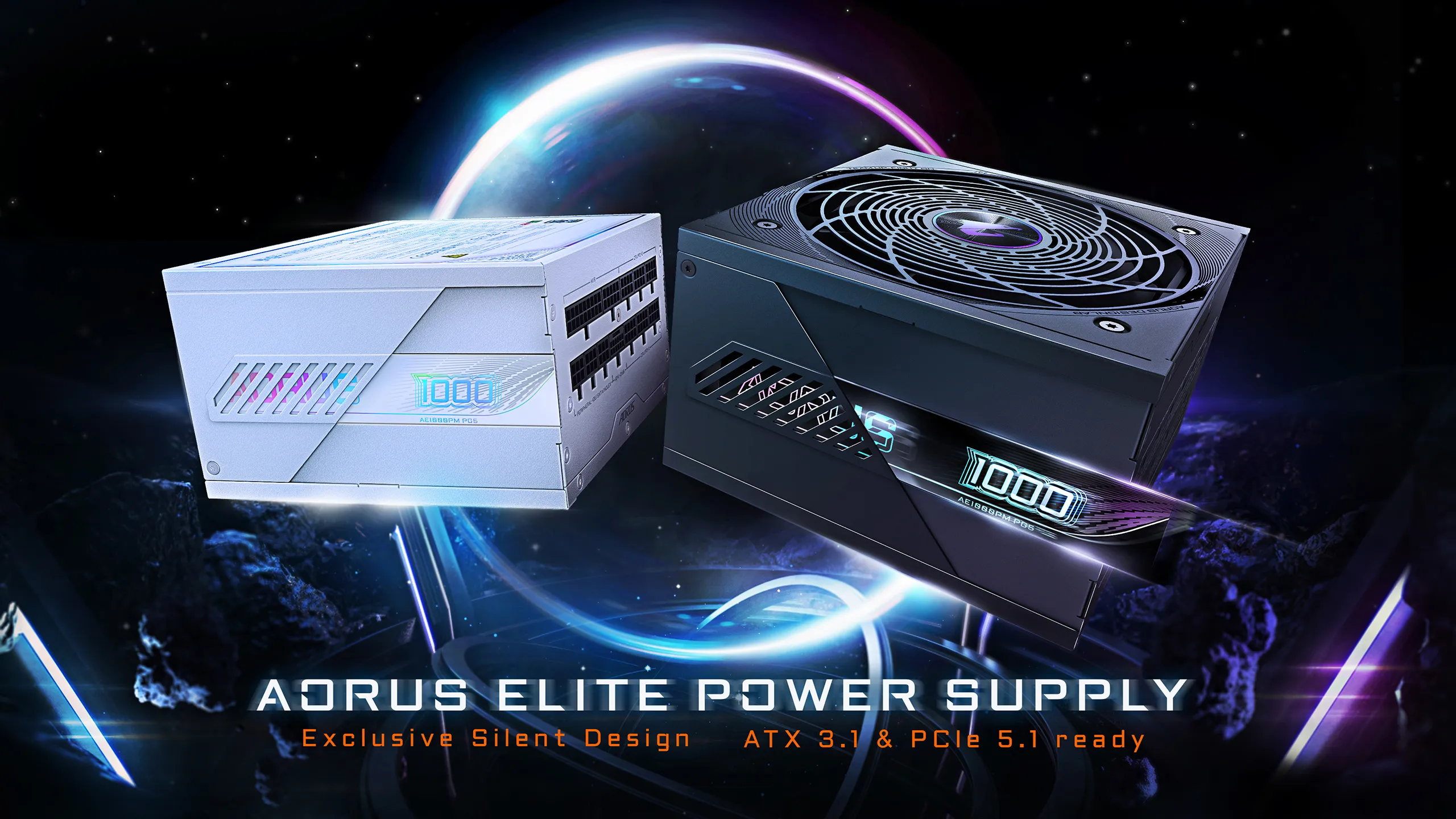 Gigabyte AORUS ELITE 1000W 80 PLUS Platinum Modular ATX Power Supply (Black) overview 2