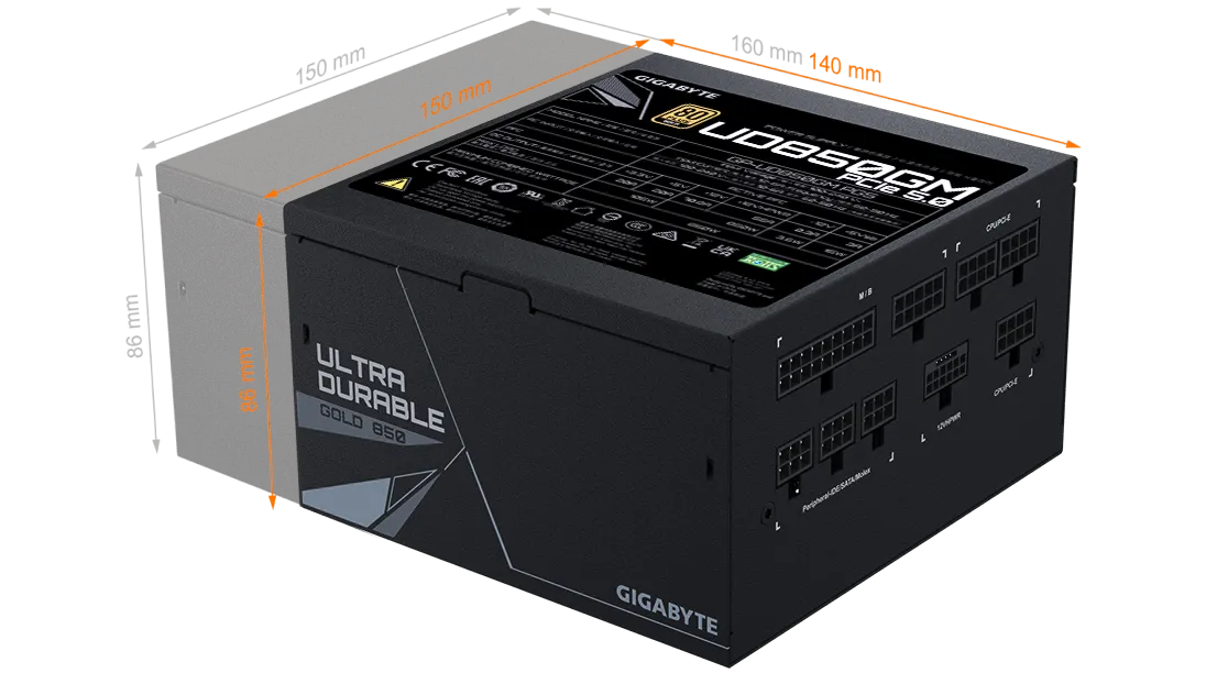 Gigabyte UD850GM PG5 Rev. 2.0 850W 80 PLUS Gold Modular Power Supply (Black) overview 15