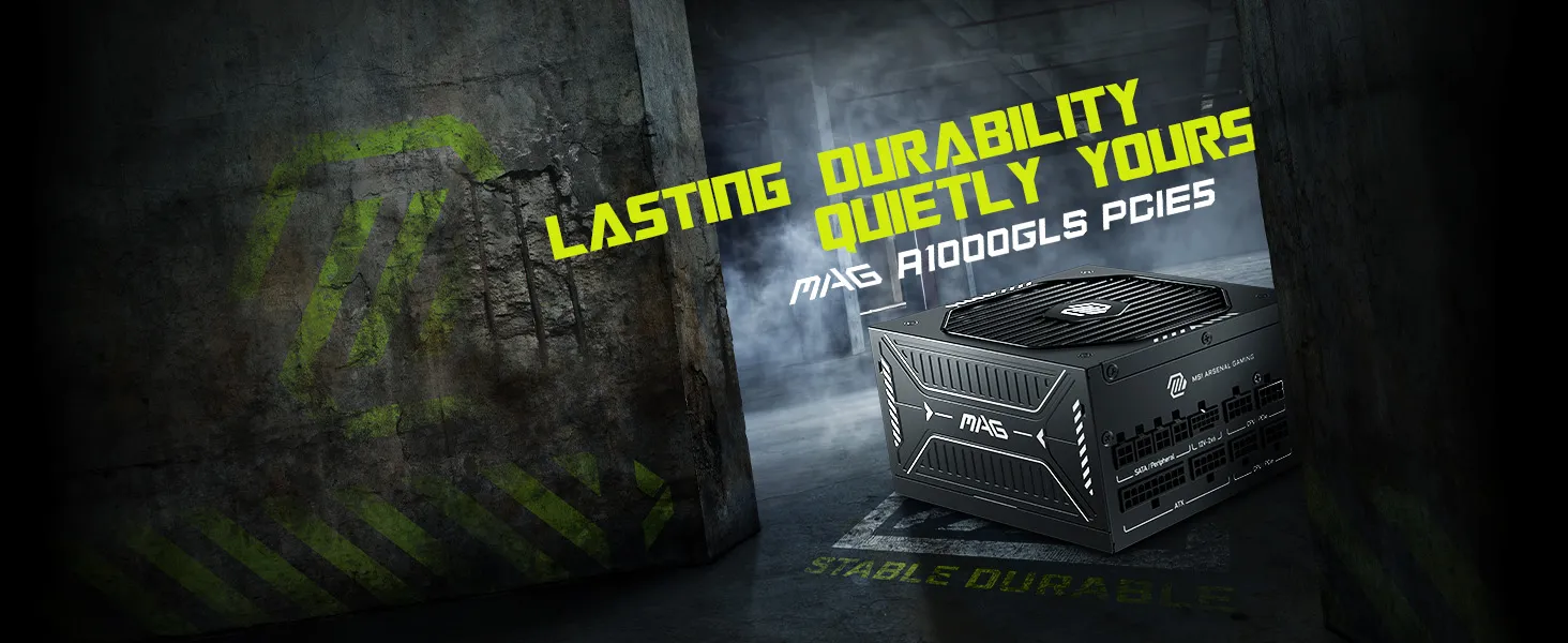 MSI MAG A1000GLS PCIE5 Fully Modular Compact Gaming 80+ Gold ATX 3.1 PCIe 5.1 1000W Power Supply overview 1