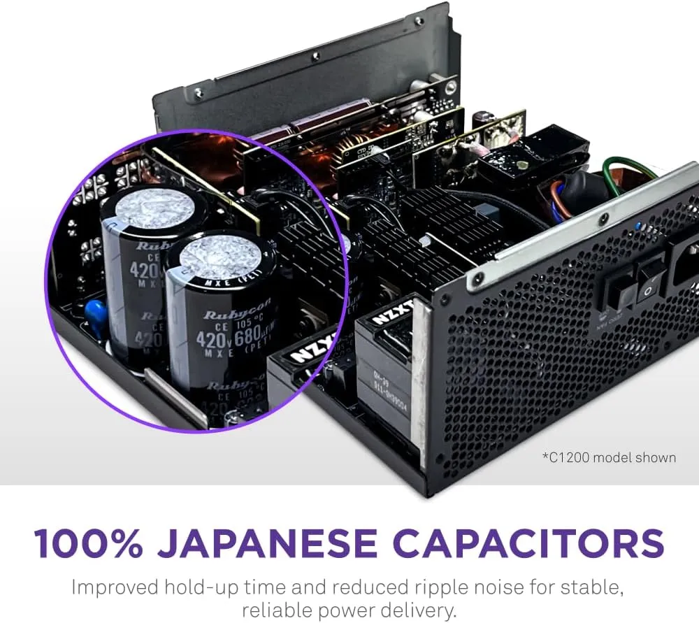 NZXT C1000 Gold ATX 3.1 Fully Modular Low-Noise PC Gaming Power Supply (Black) overview 6